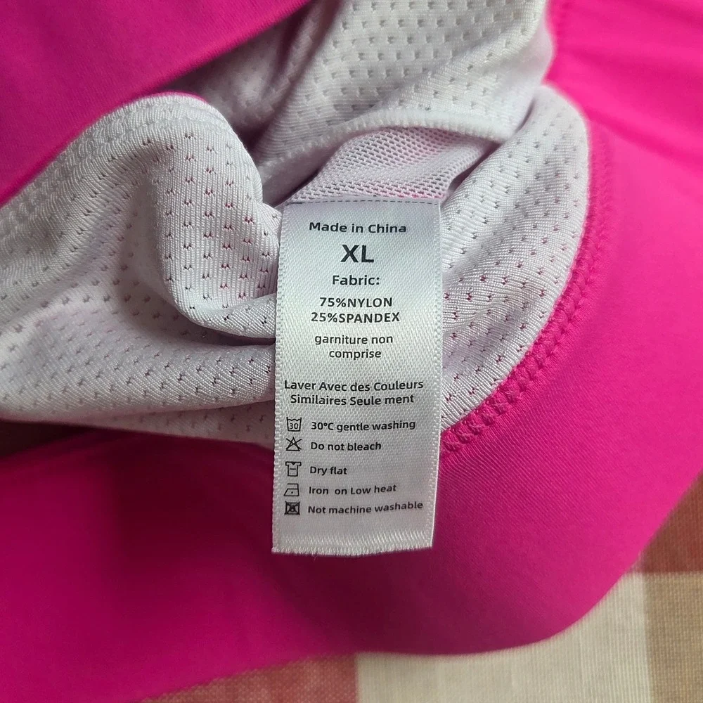 Hot Pink Strappy Racerback Sports Bra XL Cutout Yoga Gym Workout Top Activewear
